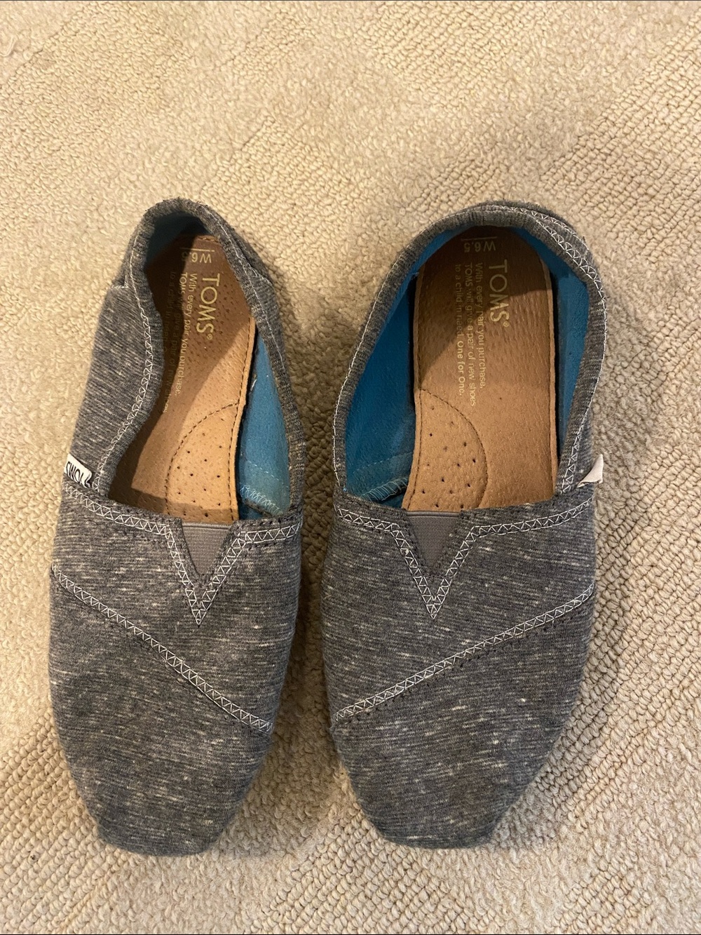 Toms Heather Gray Canvas Slip-Ons